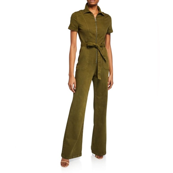 Alice + Olivia Pants - ALICE + OLIVIA || Wide-Leg Belted Denim Jumpsuit in Army Green - SZ 24 ✨NWT✨
